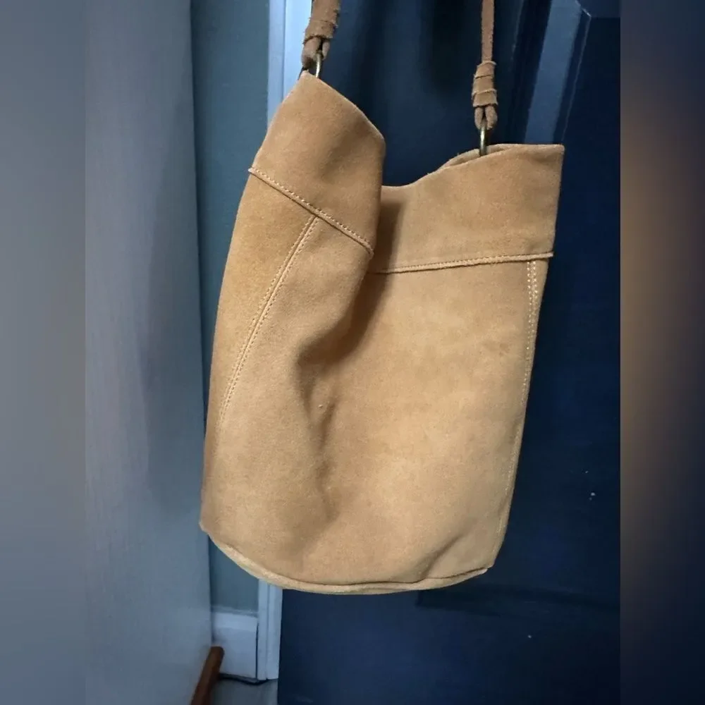 Elle and Jae Gypset Camel Color Suede Slouchy Hobo Bag